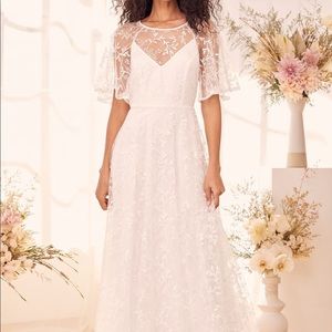 Lulus- Moment of a Lifetime White Embroidered Backless Maxi Dress (XS)